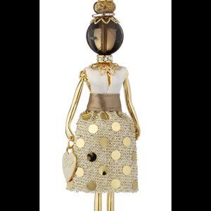 Gisel handmade doll necklace, gold sequin